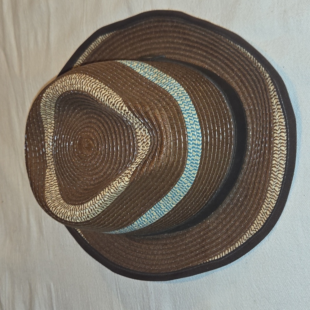 Som-Her Catrina Papel Vueltas 40 Sz L Brown & Blue‎ 100% Celulosa Fedora Hat